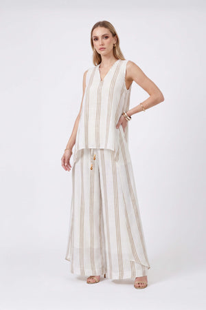 Ines Striped Wide-Leg Palazzo Pantalón 532127KAK