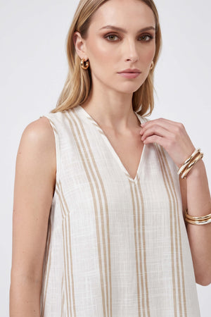 Gala Striped High-Low Sleeveless Blusa 554281KAK