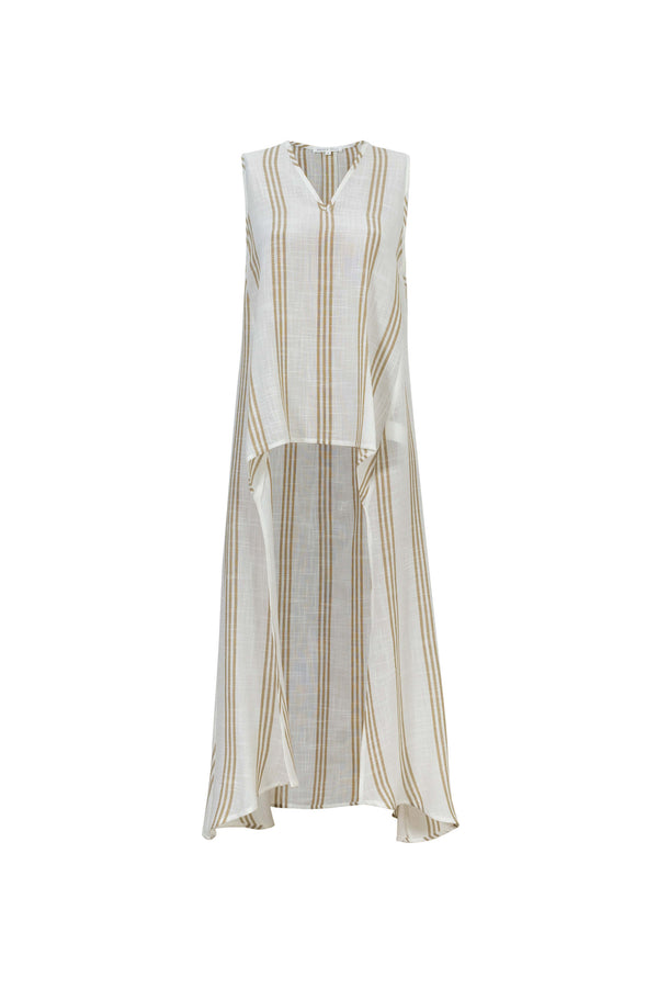 Gala Striped High-Low Sleeveless Blusa 554281KAK