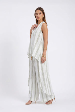 Ines Striped Wide-Leg Palazzo Pantalón 532127SAG