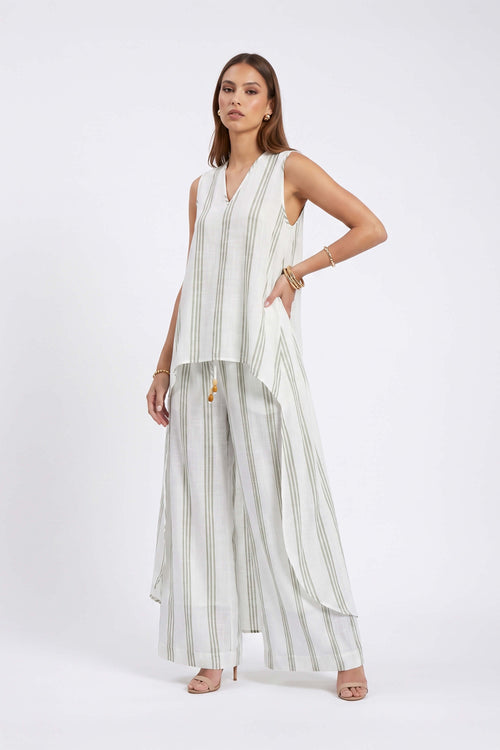 Ines Striped Wide-Leg Palazzo Pantalón 532127SAG