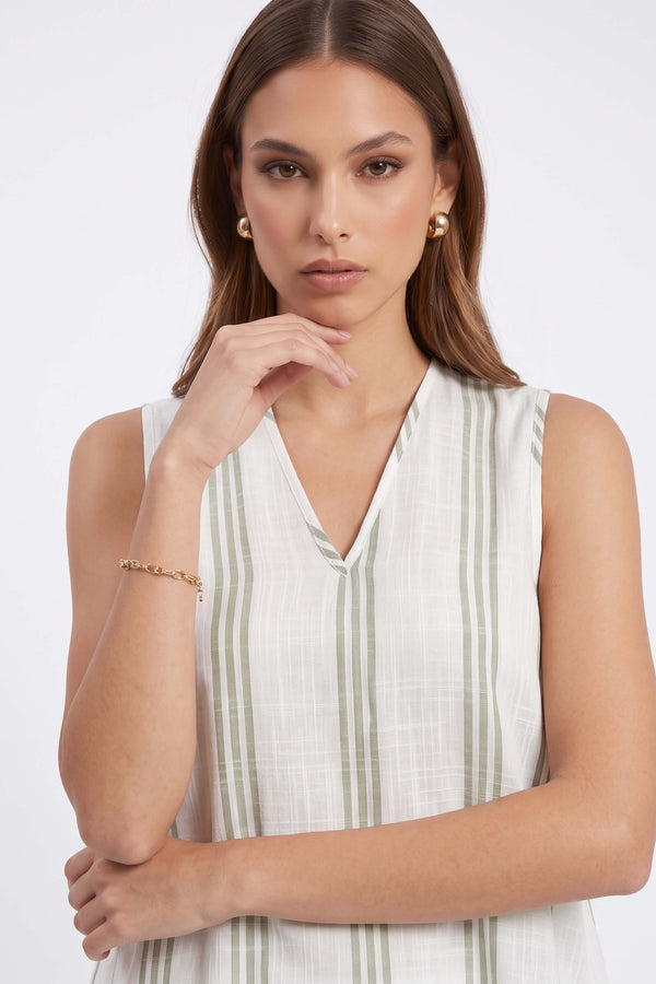 Gala Striped High-Low Sleeveless Blusa 554281 SAG