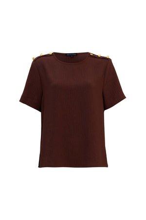Bianca Shoulder-Button Short-Sleeve Blusa 554322