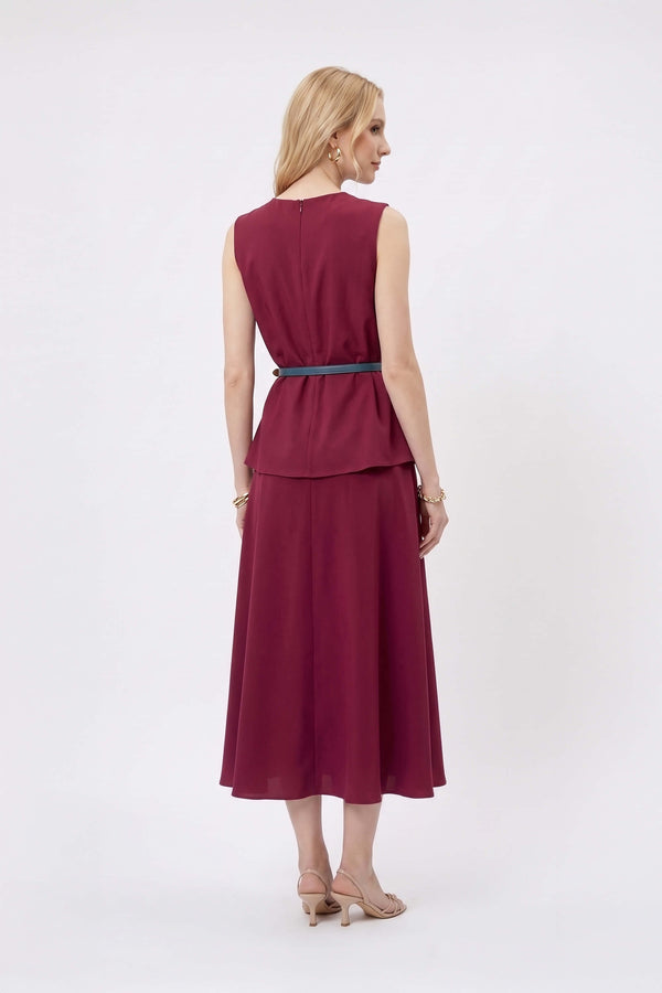 Adriana Belted Peplum Sleeveless Blusa 554325 BET