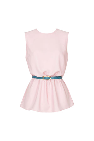Adriana Belted Peplum Sleeveless Blusa 554325 ROS