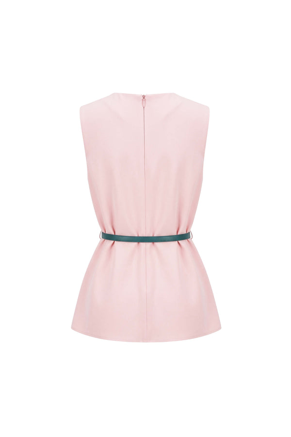 Adriana Belted Peplum Sleeveless Blusa 554325 ROS
