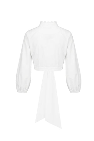 Isabella Scalloped Front Tie Crop Top  554326 HUE