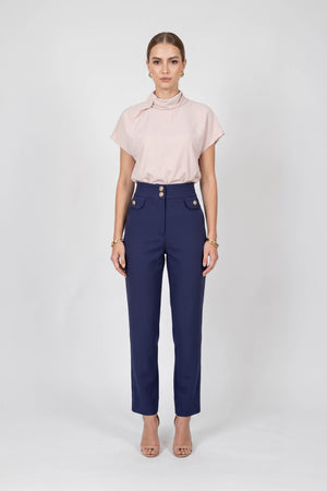 Alexa High-Waist Button Straight Pants 532163 MAR