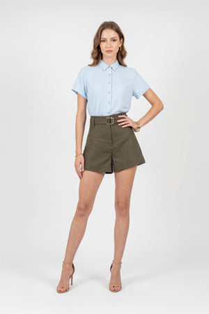 Nora Belted High-Waist Shorts 731152 OLI