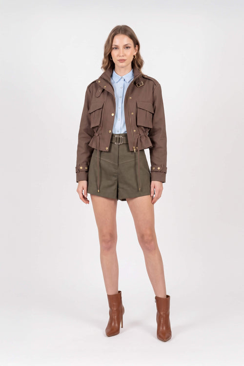 Cassandra Cropped Utility Jacket 700495 CAF