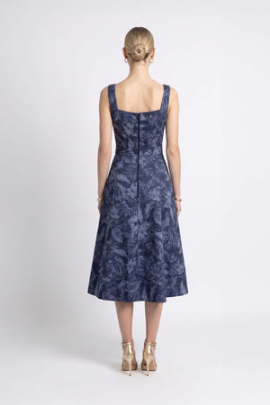 Julieta Notch Square Neck Midi Vestido 723008 MAR