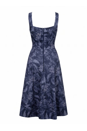 Julieta Notch Square Neck Midi Vestido 723008 MAR