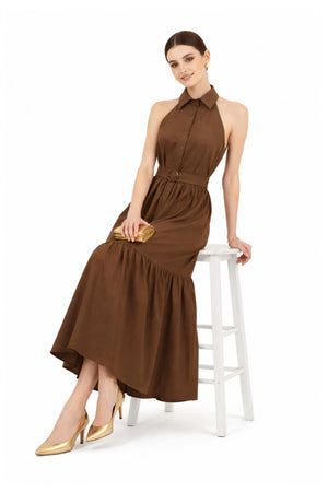 Aurelia Halter Maxi Vestido