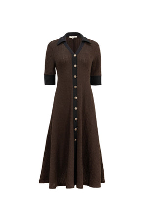 Lana Contrast Knit Vestido 723048 CAF