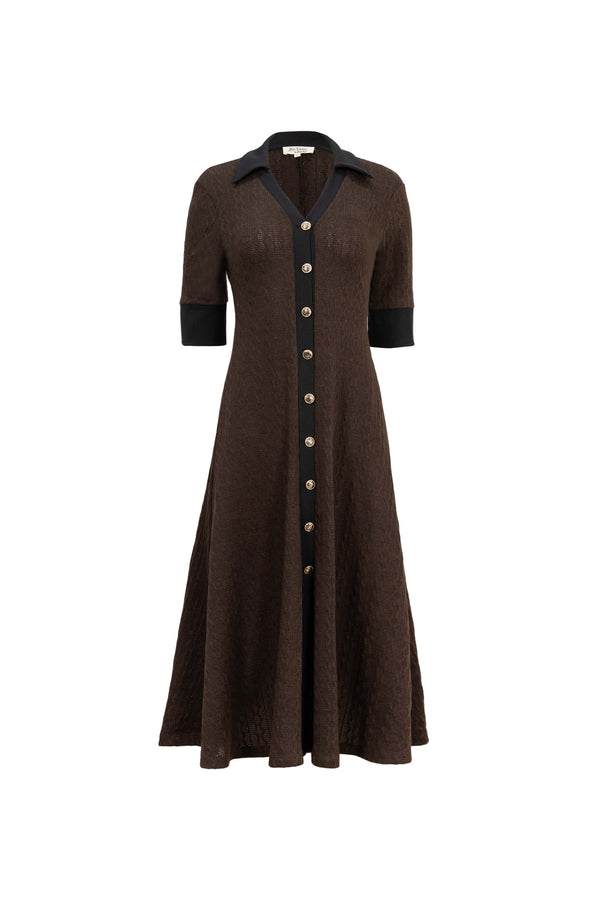 Lana Contrast Knit Vestido 723048 CAF