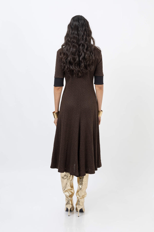 Lana Contrast Knit Vestido 723048 CAF