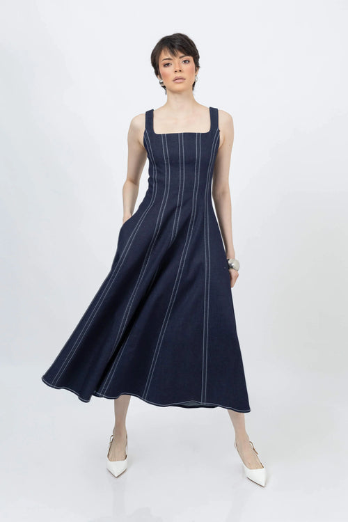 Duna Contrast Stitch Vestido