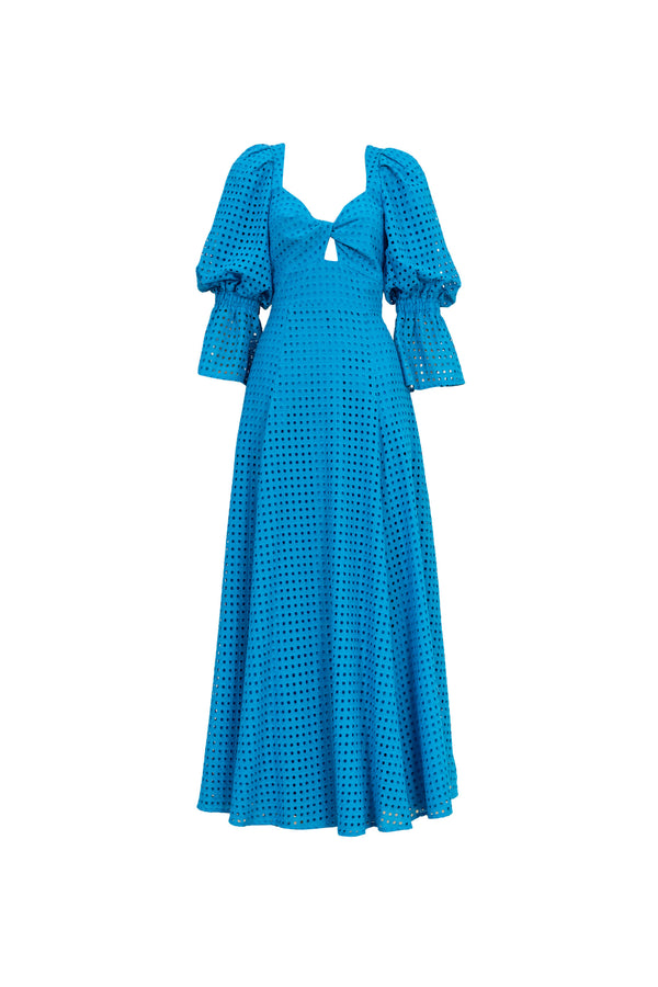 Aaliyah Eyelet Maxi Vestido 723096 AZU