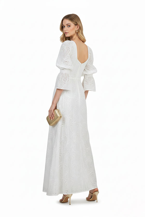 Aaliyah Eyelet Maxi Vestido 723096 HUE
