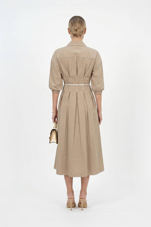 Bianca Tassel-Belted Denim Midi Shirt Dress