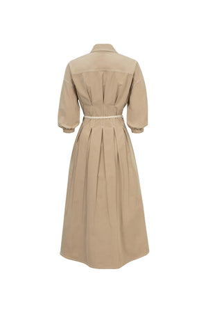 Bianca Tassel-Belted Denim Midi Shirt Dress