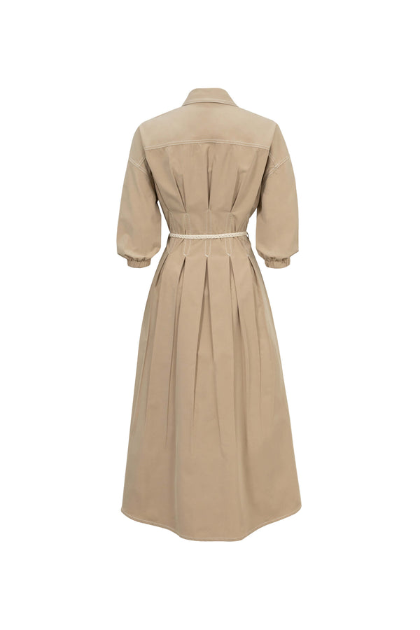 Bianca Tassel-Belted Denim Midi Shirt Dress