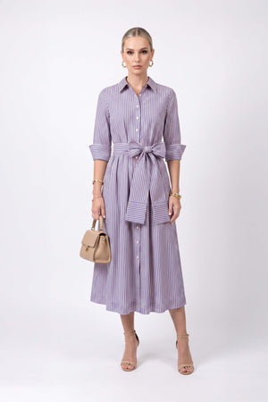 Regina Striped Belted Camisero Vestido 723108AZU