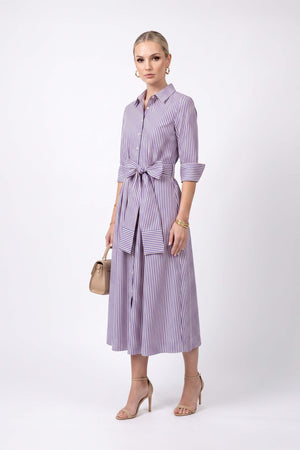 Regina Striped Belted Camisero Vestido 723108AZU