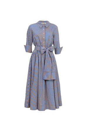 Regina Striped Belted Camisero Vestido 723108AZU