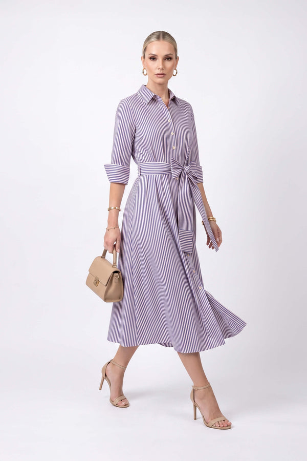 Regina Striped Belted Camisero Vestido 723108AZU