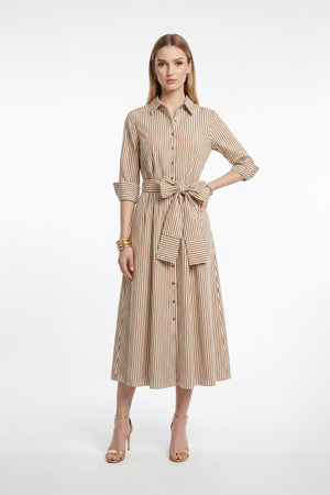 Regina Striped Belted Camisero Vestido 723108CAF