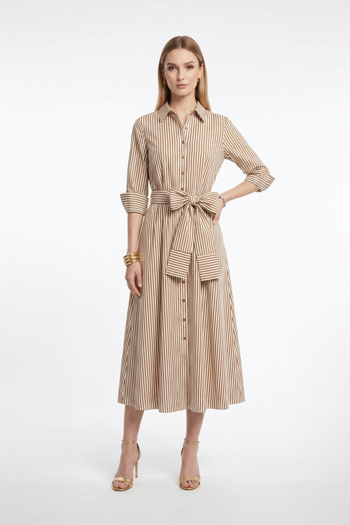 Regina Striped Belted Camisero Vestido 723108CAF