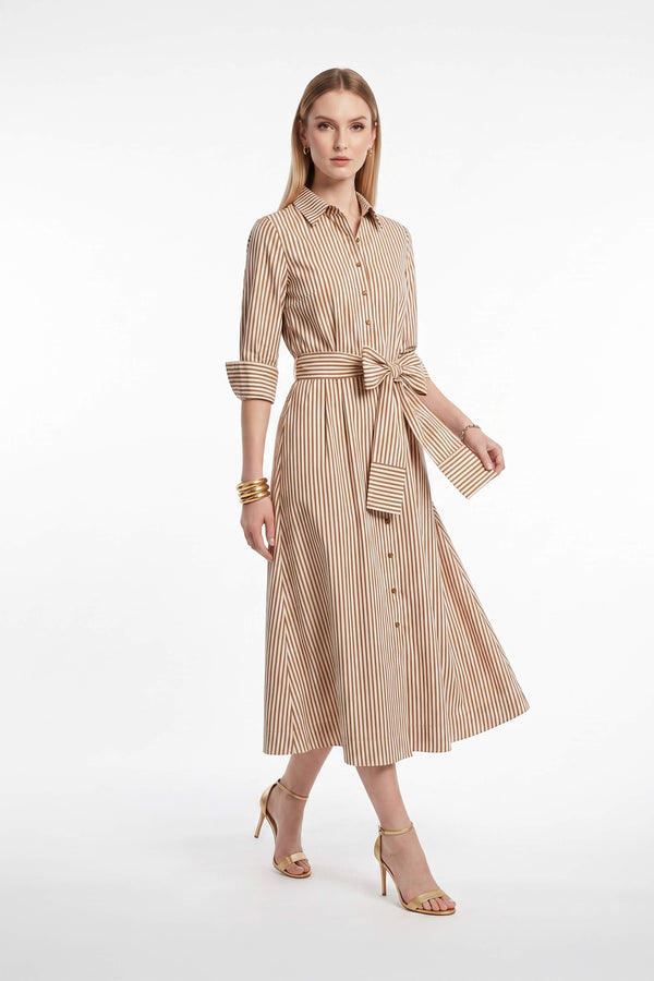 Regina Striped Belted Camisero Vestido 723108CAF