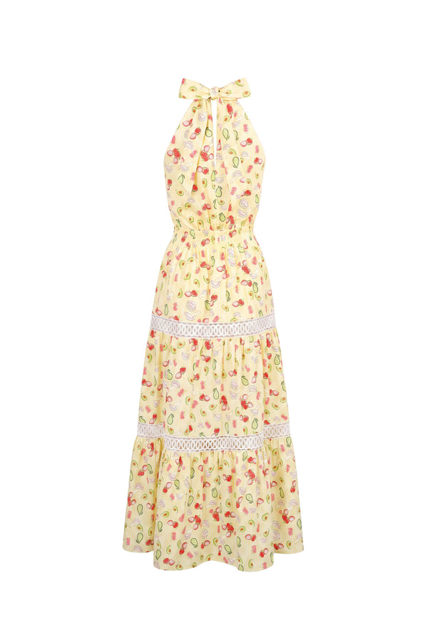 Lucía Halter Fruit Tiered Maxi Vestido 723112 AMA
