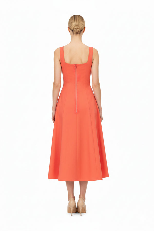 Camila Square Neck Midi Vestido 723116 COR
