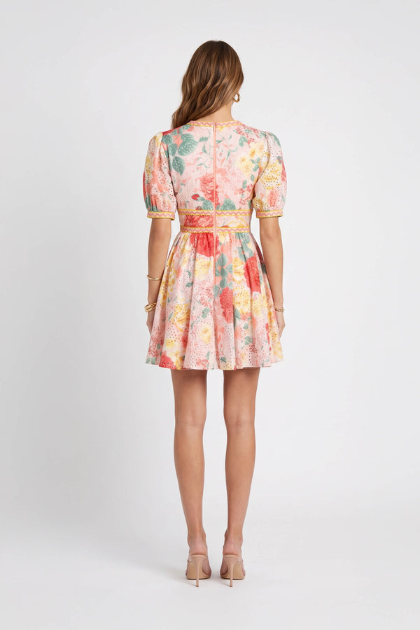 Camila Floral Plunging Mini Vestido 723120 NAR