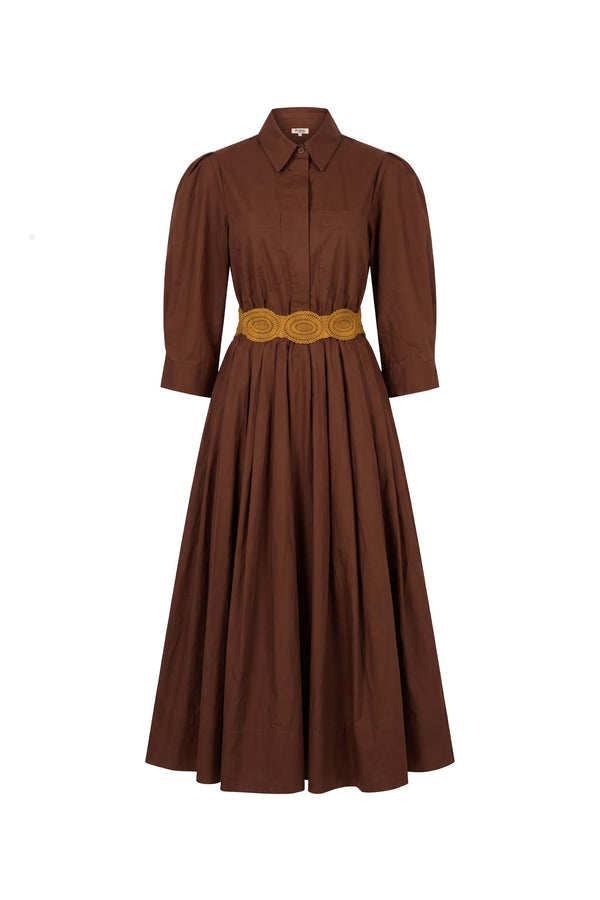Olivia Belted Striped Shirt Maxi Vestido 723127 CAF