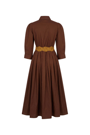 Olivia Belted Striped Shirt Maxi Vestido 723127 CAF
