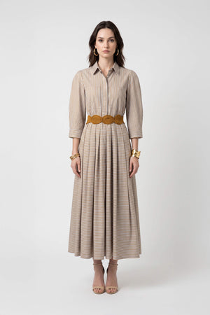 Olivia Belted Striped Shirt Maxi Vestido 723127 DEN