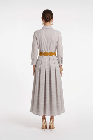 Olivia Belted Striped Shirt Maxi Vestido 723127 PER