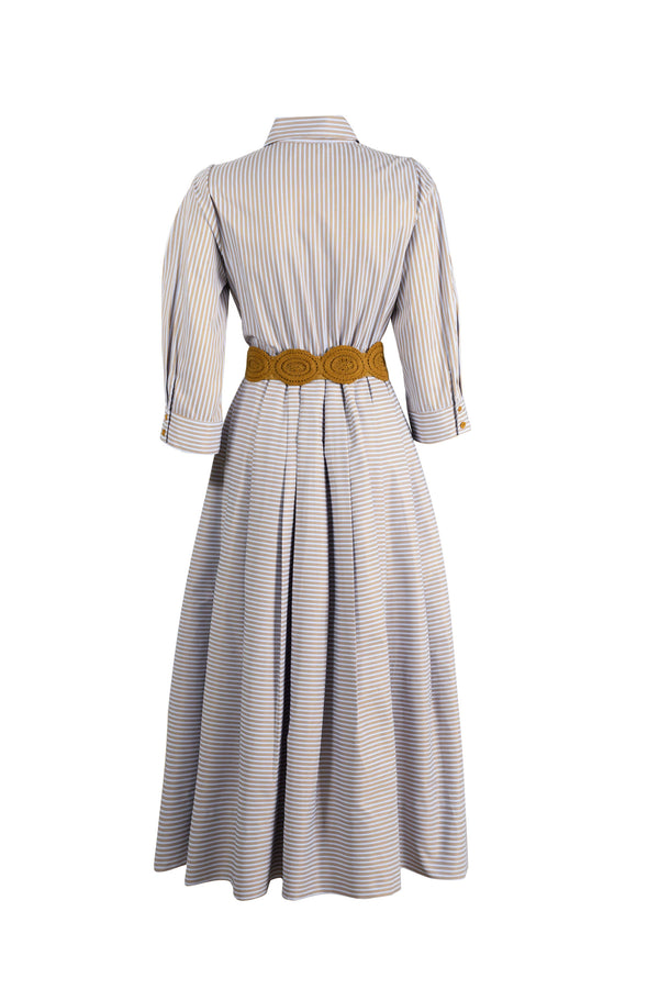 Olivia Belted Striped Shirt Maxi Vestido 723127 PER