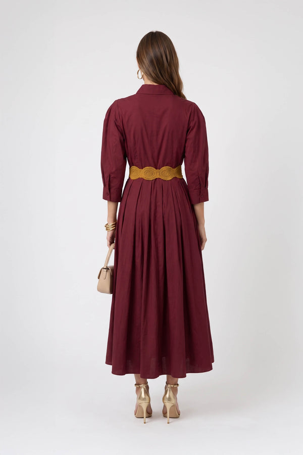Olivia Belted Striped Shirt Maxi Vestido 723127 VIN
