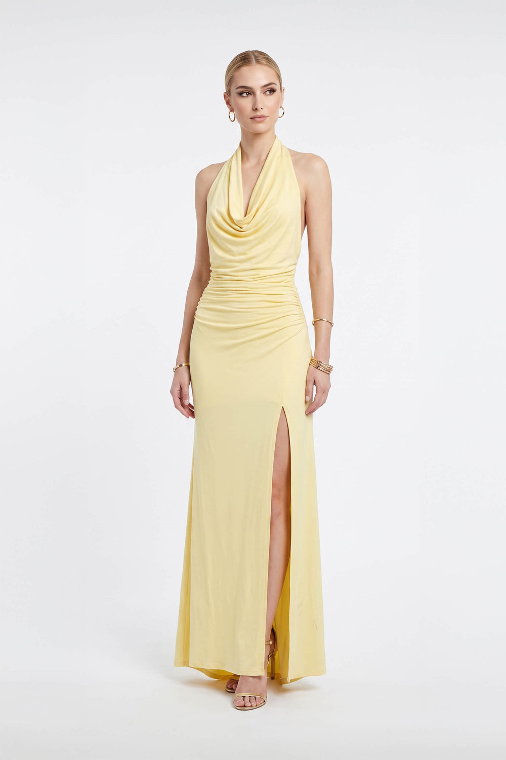 Inés Halter Cowl-Neck Maxi Vestido 723139 PAJ