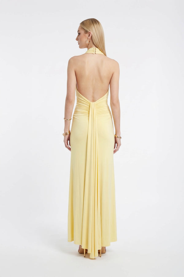 Inés Halter Cowl-Neck Maxi Vestido 723139 PAJ