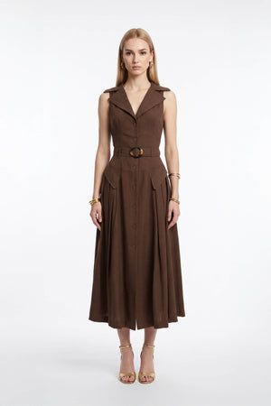 Clarissa One-Shoulder Cascade Maxi Vestido 723144 CAF