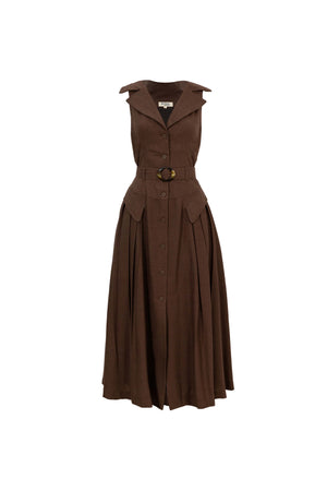 Clarissa One-Shoulder Cascade Maxi Vestido 723144 CAF