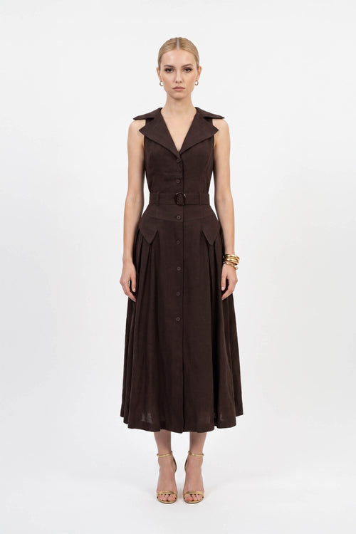 Clarissa One-Shoulder Cascade Maxi Vestido 723144 CHO