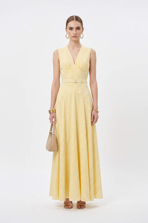 Amalia Striped V-Neck Maxi Vestido 723157 AMA