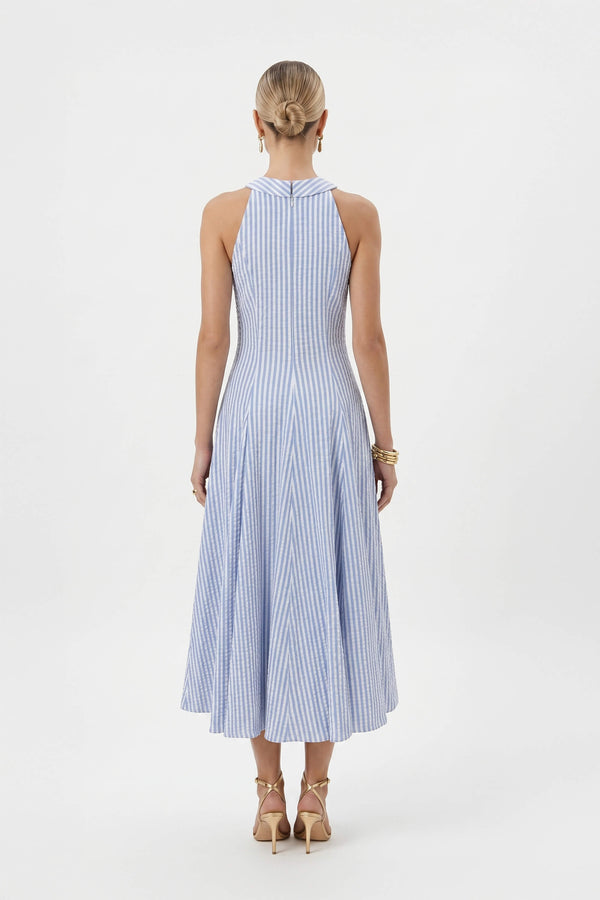 Nadia Tie-Detail Smocked-Cuff Vestido 723173 CIE