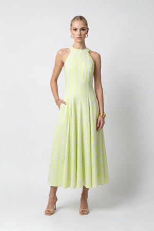 Nadia Tie-Detail Smocked-Cuff Vestido 723173